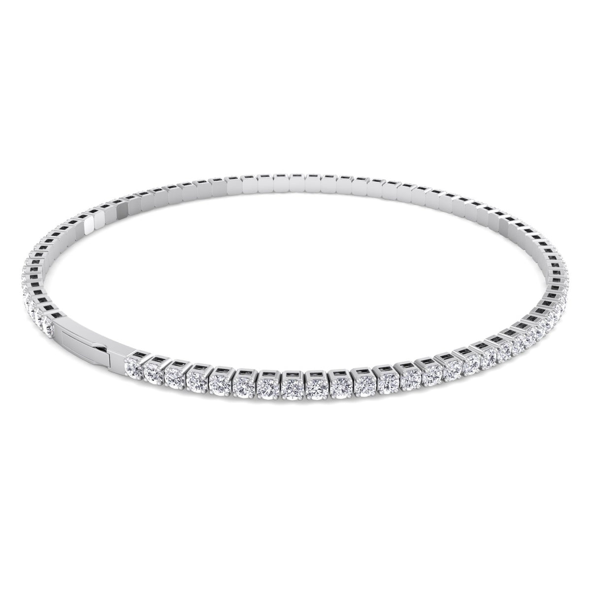 Flexible Natural Diamond Full Bangle in white gold 4CT