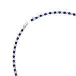 Sara - Alternating Blue Sapphire and Natural Diamond Tennis Necklace - Gem Jewelers Co