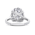Augusta - Elongated Cushion Shape Double Claw Diamond Engagement Ring with Pave Band - Gem Jewelers Co
