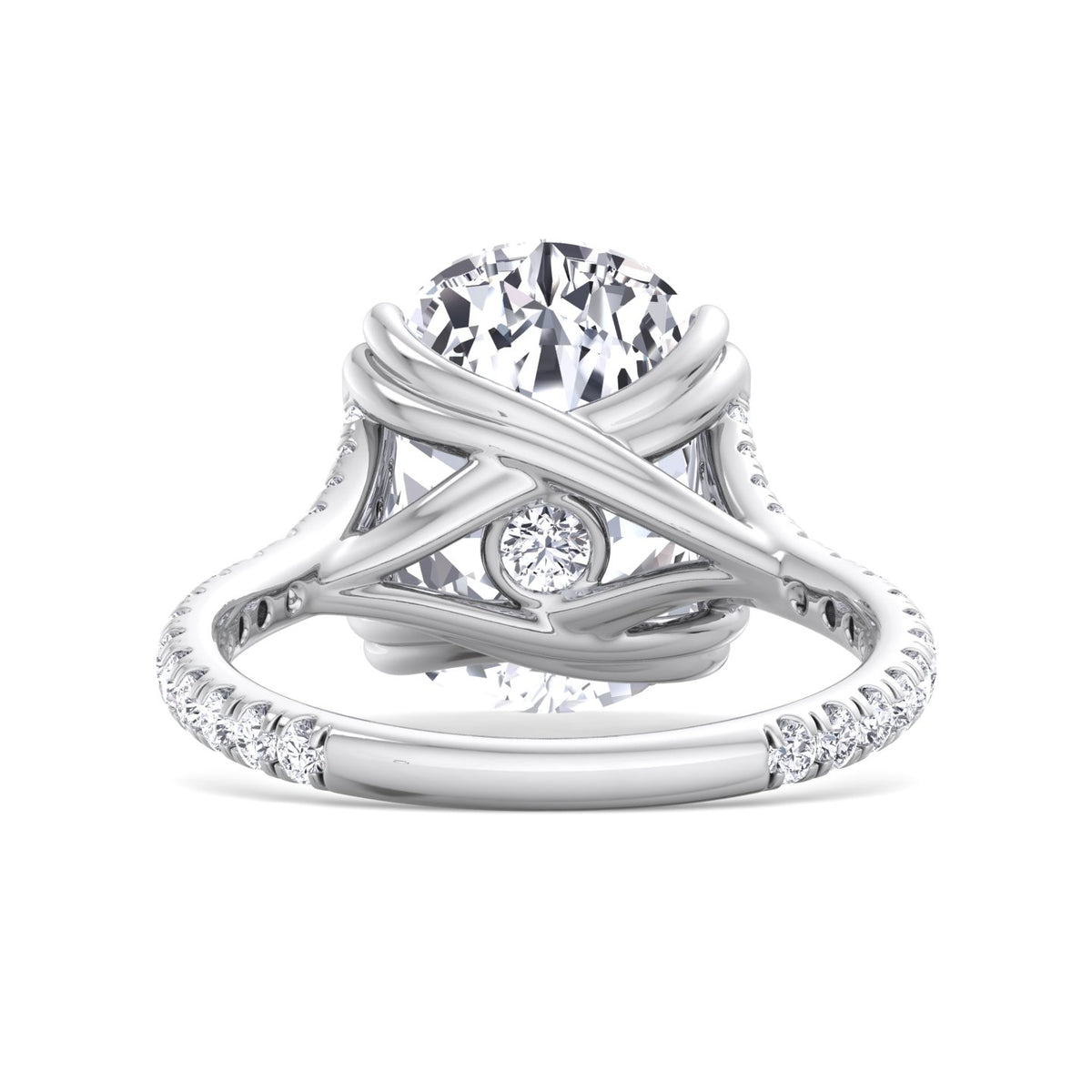 Augusta - Elongated Cushion Shape Double Claw Diamond Engagement Ring with Pave Band - Gem Jewelers Co