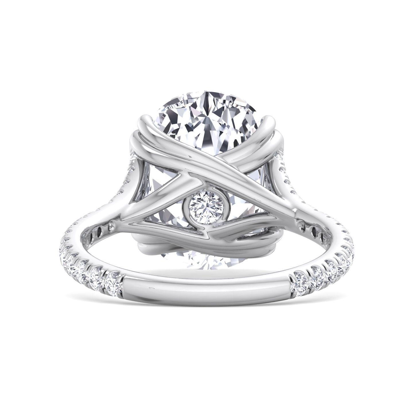 Augusta - Elongated Cushion Shape Double Claw Diamond Engagement Ring with Pave Band - Gem Jewelers Co