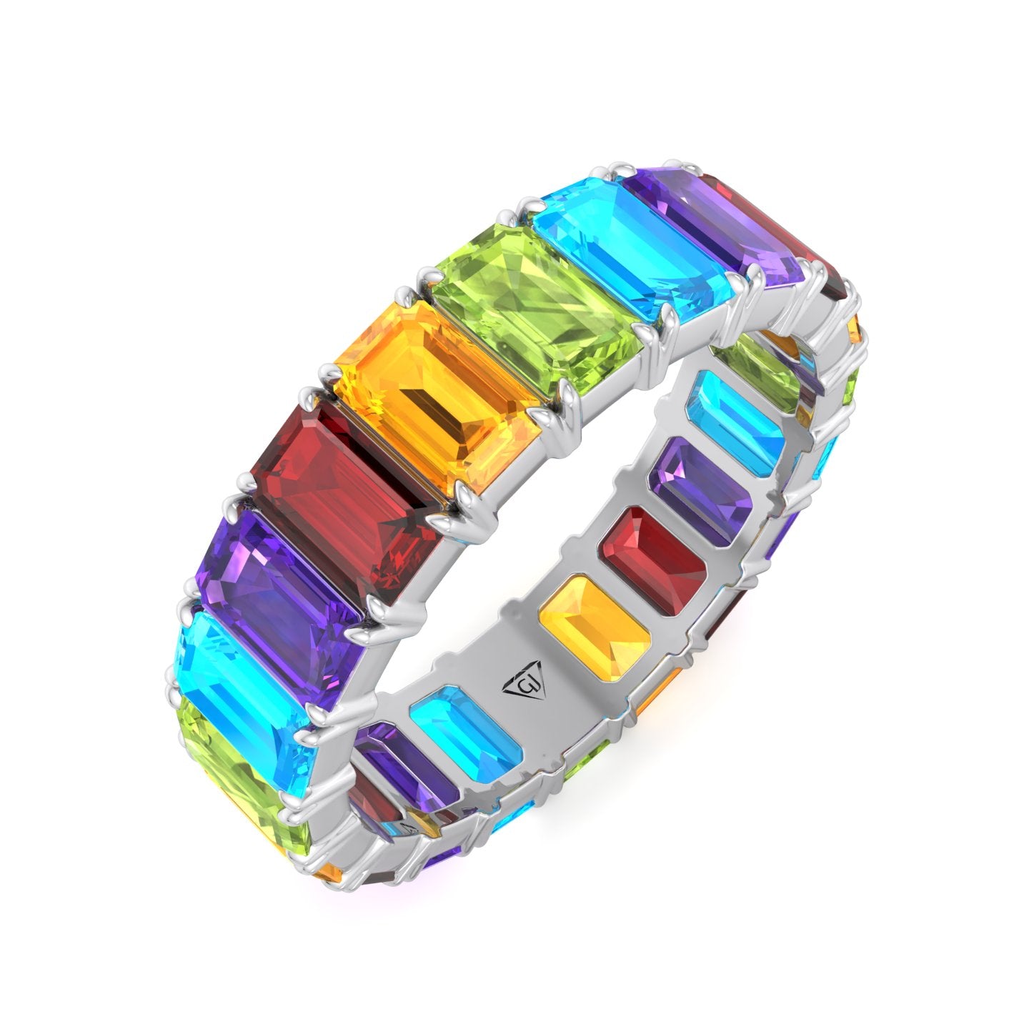 Eclair - Eternity Band with Oval Diamonds & Blue Sapphires