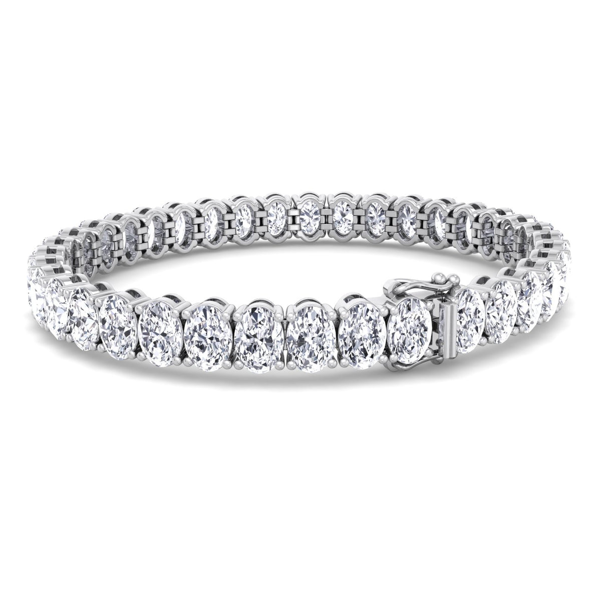 Foothill - 4 Prong Oval Shape Natural Diamond Tennis Bracelet - Gem Jewelers Co