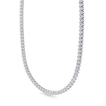 Double Setting Natural Diamond Tennis Necklace (3-Prong & 4-Prong) in 14K White Solid Gold 