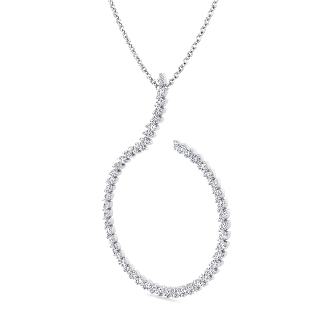 4.8CT T.W. Circle Swirl Pendant with Marquise Shape White Gold 14K