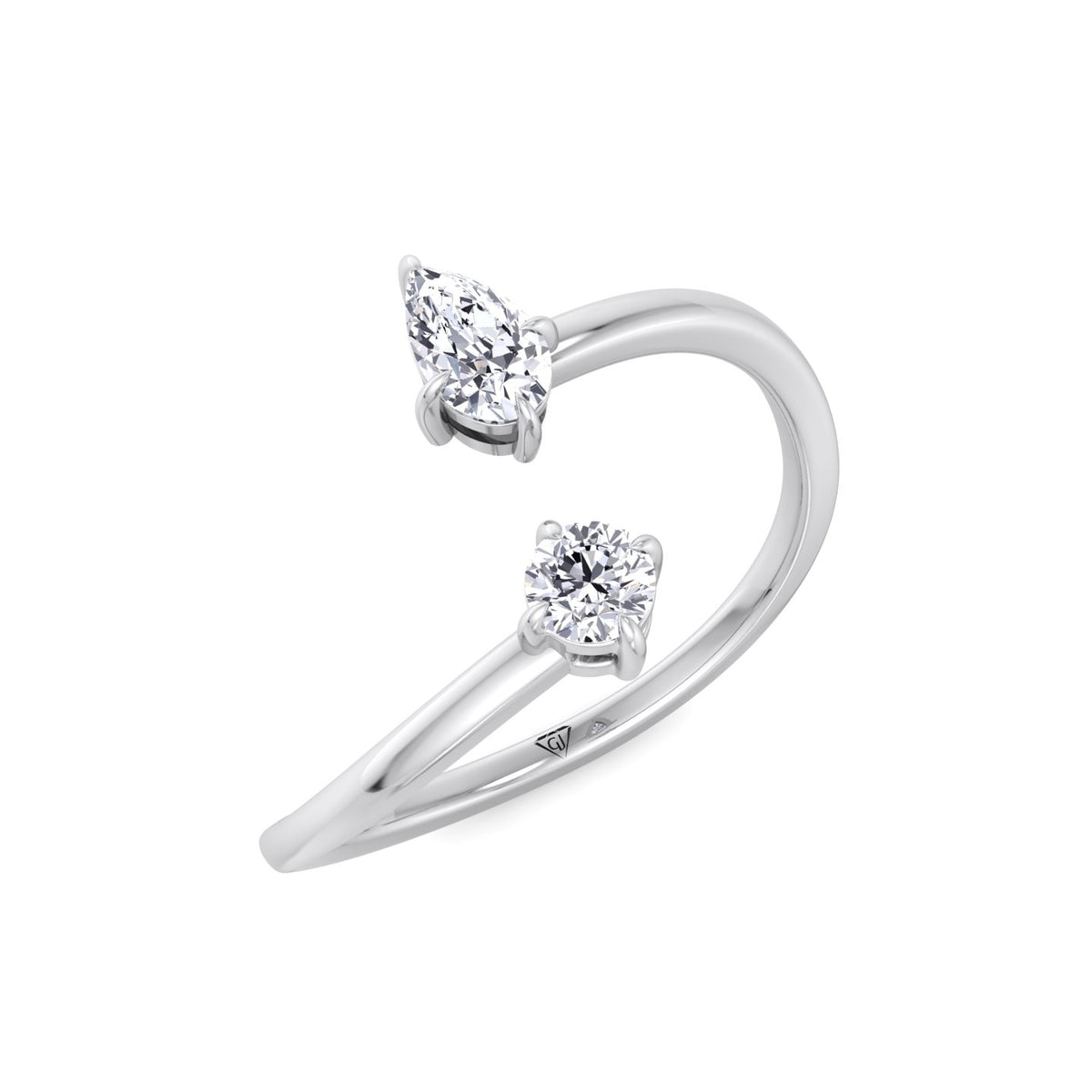 Calista - Pear & Round Cut Diamond Stackable Ring - Gem Jewelers Co