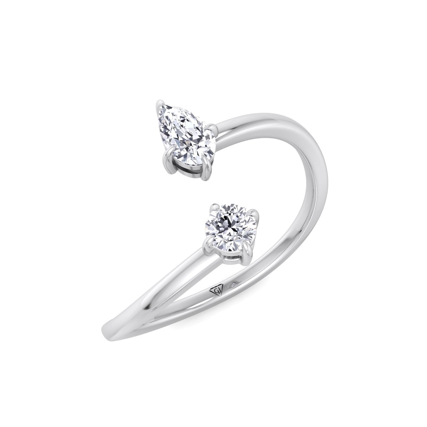 Calista - Pear & Round Cut Diamond Stackable Ring - Gem Jewelers Co