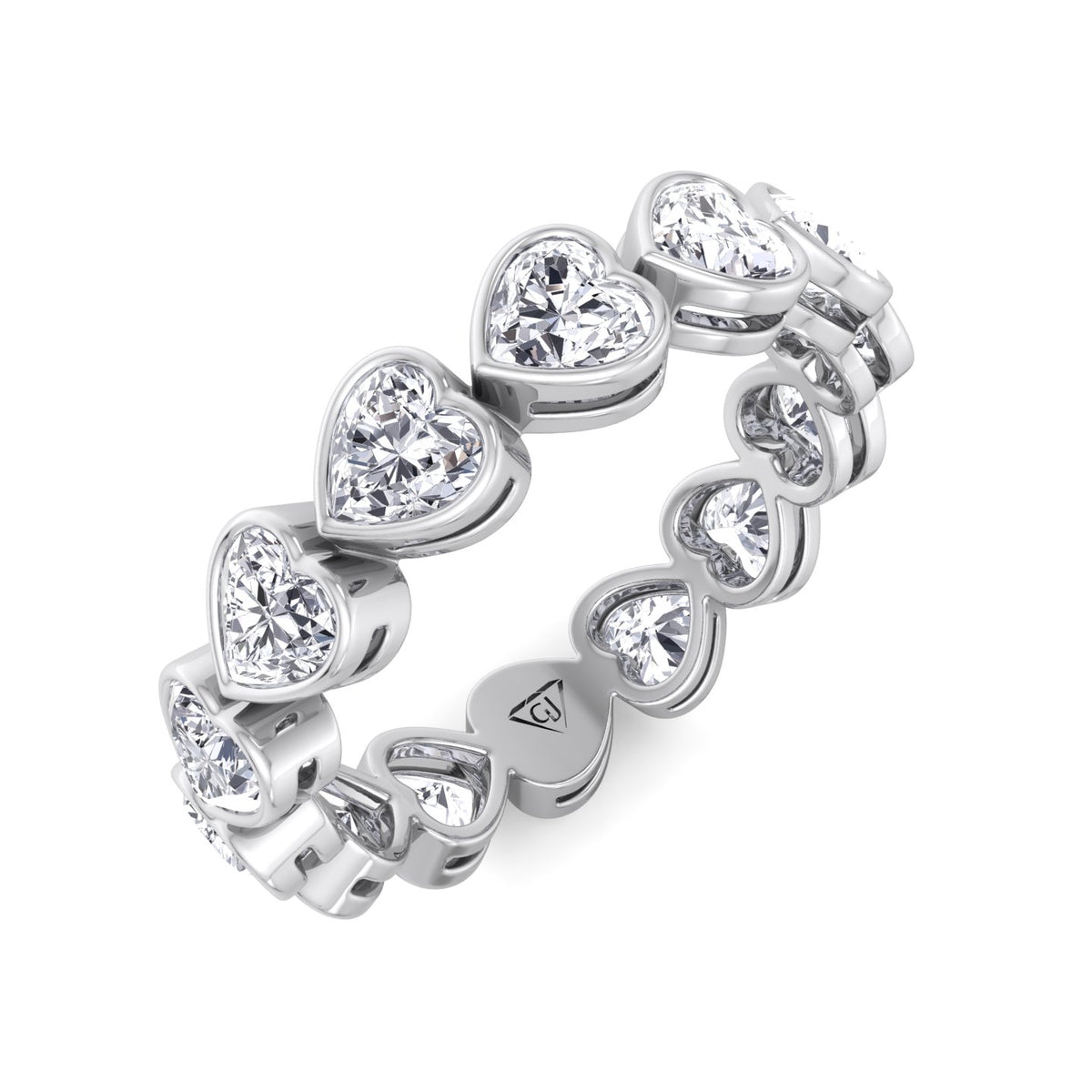 Sera - Heart Shape East to West Bezel Set Diamond Eternity Band - Gem Jewelers Co