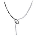 Black and White Natural Diamond Lariat Necklace White Gold 14K 