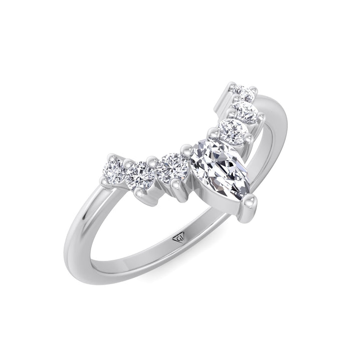 WG Pear Shape Natural Diamond Curved Tiara Engagement Ring 4