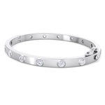 Anza - Round Cut Bezel Set Natural Diamond Bangle - Gem Jewelers Co