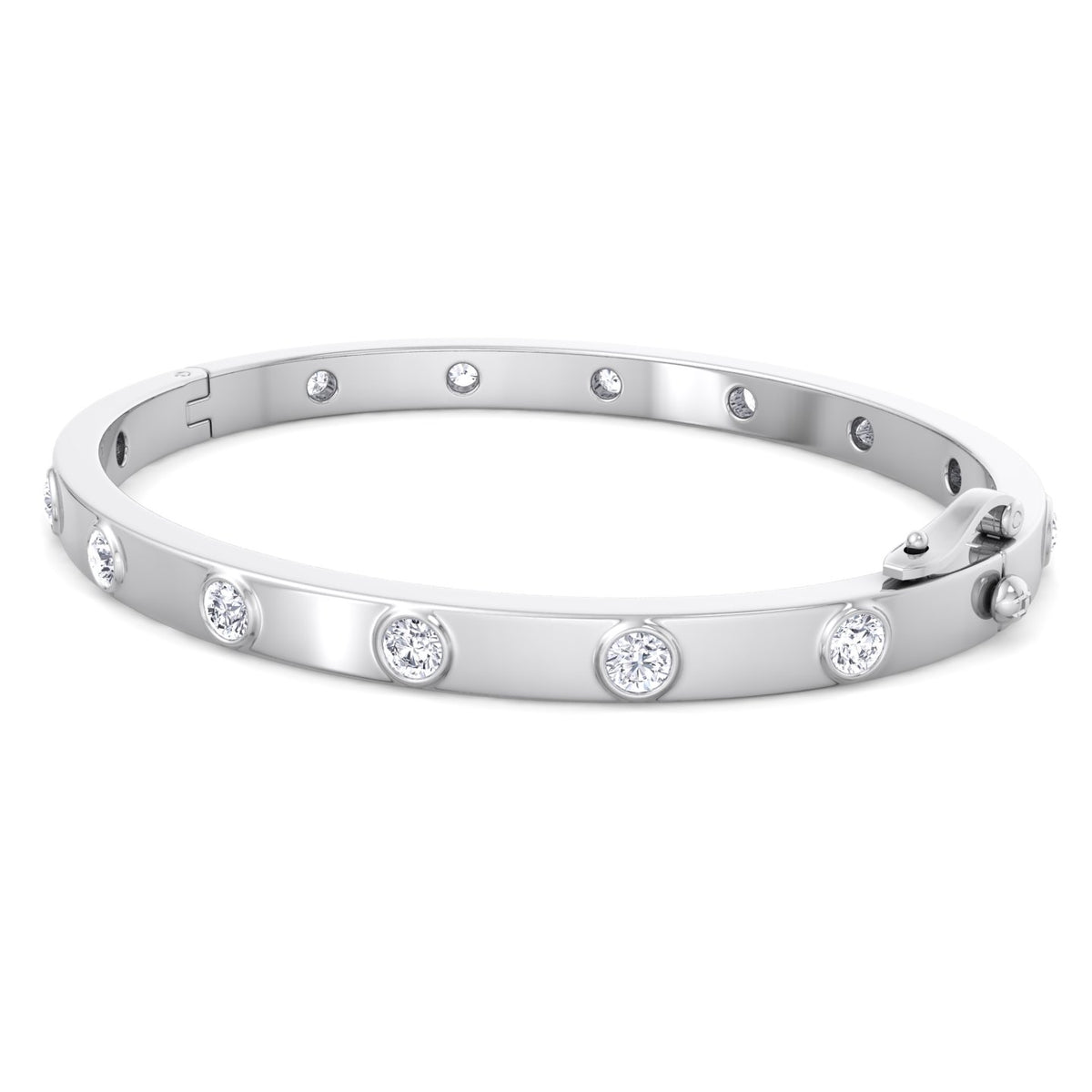 Anza - Round Cut Bezel Set Natural Diamond Bangle - Gem Jewelers Co