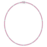Bezel Set Natural Pink Sapphire Tennis Necklace with Diamonds
 White Gold  18K