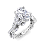 Fiorella - Oval Shape Diamond Engagement Ring with Marquise Shape Side stones and Twisted Pave Band - Gem Jewelers Co