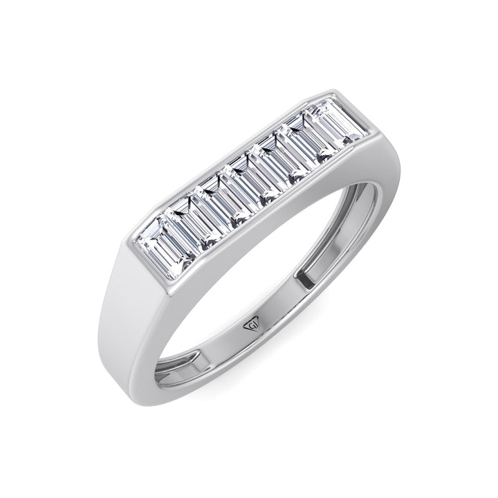 Baguette Shape Channel Setting Natural Diamond Wedding Band White Gold 14K