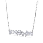 Multi Shape Natural Diamond Bar Pendant White Gold 18K
