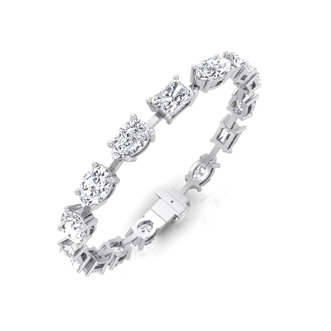Mixed Shape Natural Diamond Tennis Bracelet White Gold 14K