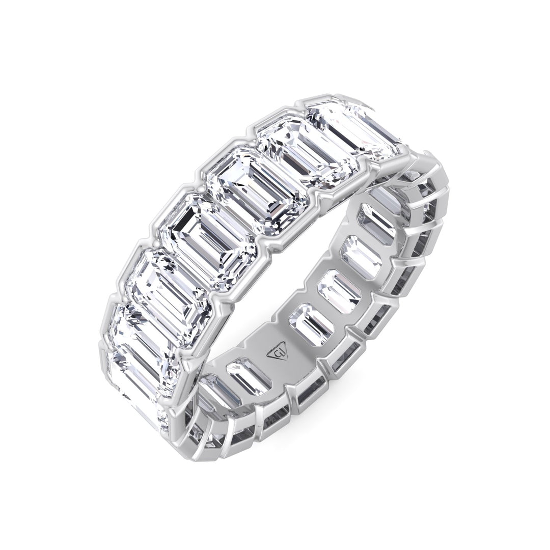 Half Bezel Set Emerald Cut Natural Diamond Eternity Band