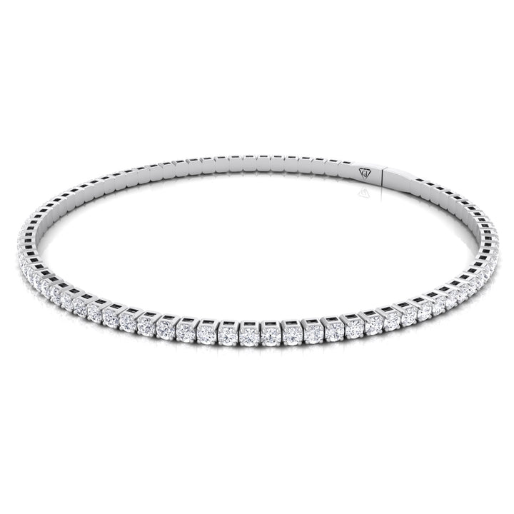 Flexible Round Natural Diamond Full Bangle in 14K Solid Gold