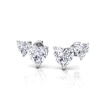 Double Heart Natural Diamond Studs-14K-White Gold