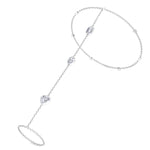 Bezel Set Natural Diamond Hand Ring Chain White Gold 14K