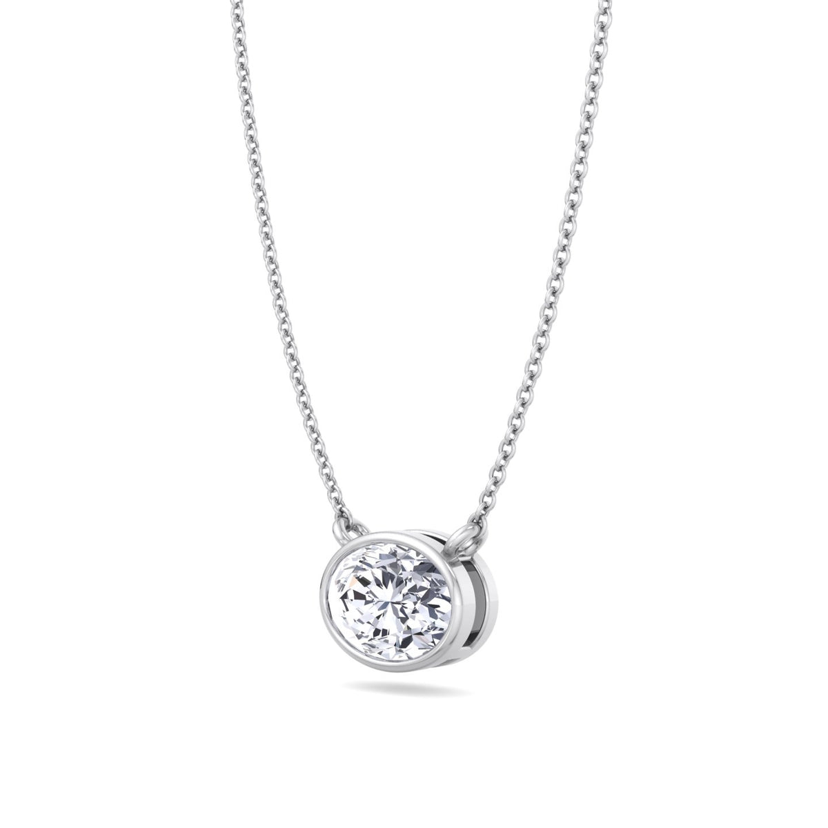 Lia - Bezel Set Oval Shape Diamond Pendant - Gem Jewelers Co