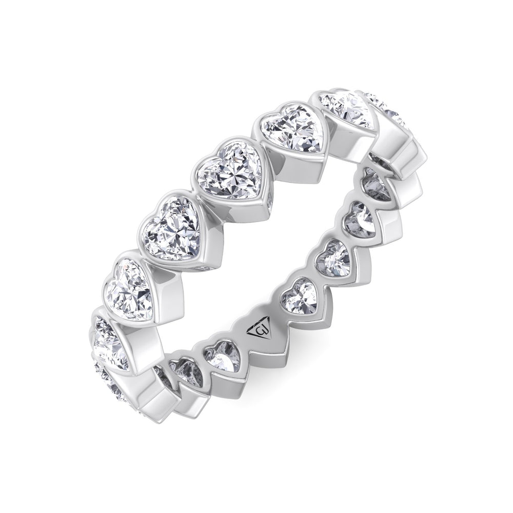 Belleza - Heart Shape Bezel Set Diamond Eternity Band - Gem Jewelers Co