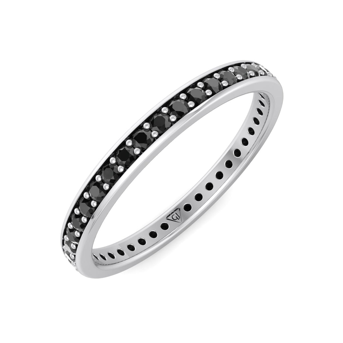 unisex-black-diamond-wedding-band-in-solid-white-gold