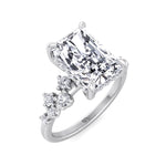 Carmela - Radiant Shape Hidden Halo Diamond Engagement Ring With Clustered Side Stones - Gem Jewelers Co