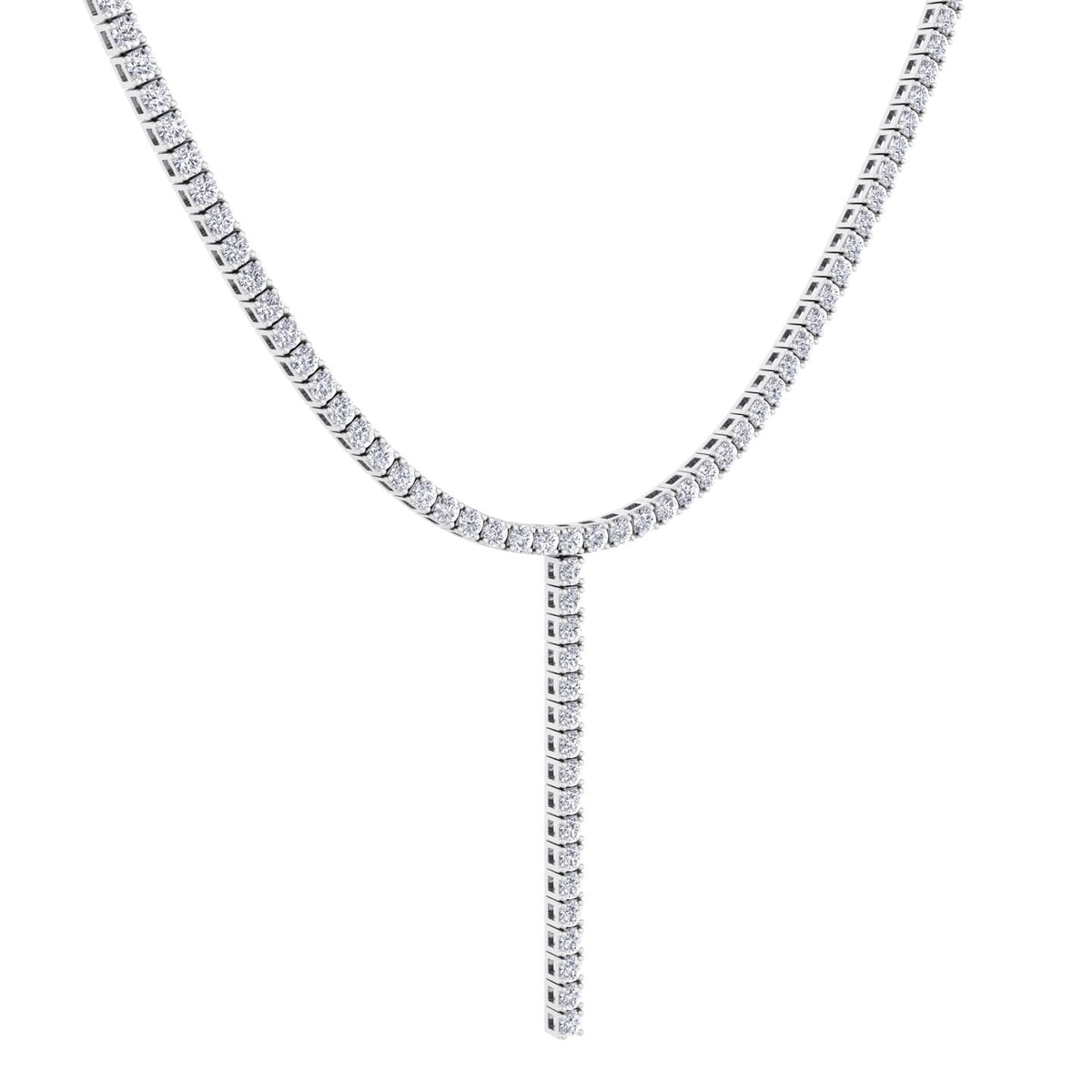 4 Prong Natural Diamond Y Drop Tennis Necklace WG 3
