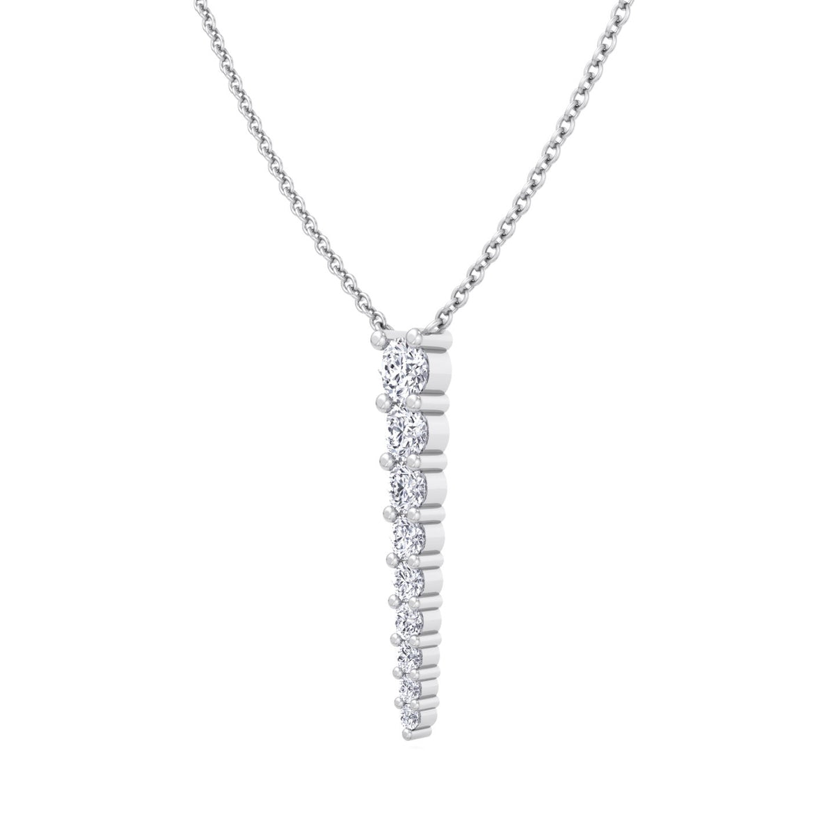 Graduated Natural Diamond Drop Pendant White Gold 18K