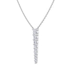 Graduated Natural Diamond Drop Pendant White Gold 18K