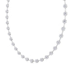Bezel Set Round Natural Diamond Bar Necklace White Gold 14K 