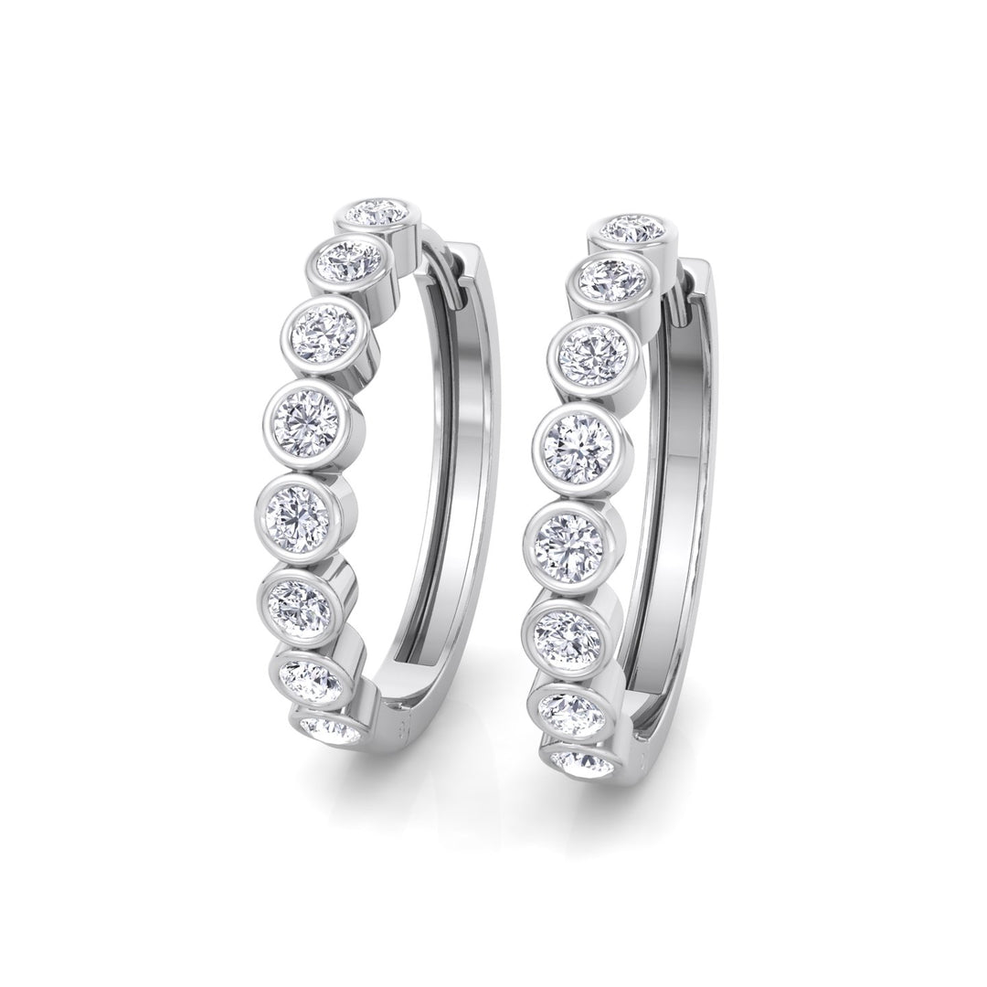 WG Round Shape Natural Diamond Hoop Earrings 5