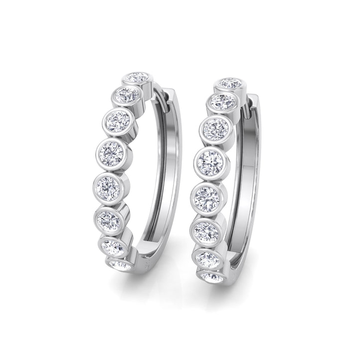 WG Round Shape Natural Diamond Hoop Earrings 5