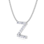 Z Initial Natural Diamond Pendant Necklace White Gold 14K