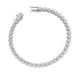 Crown prong natural diamond tennis bracelet 14K White gold