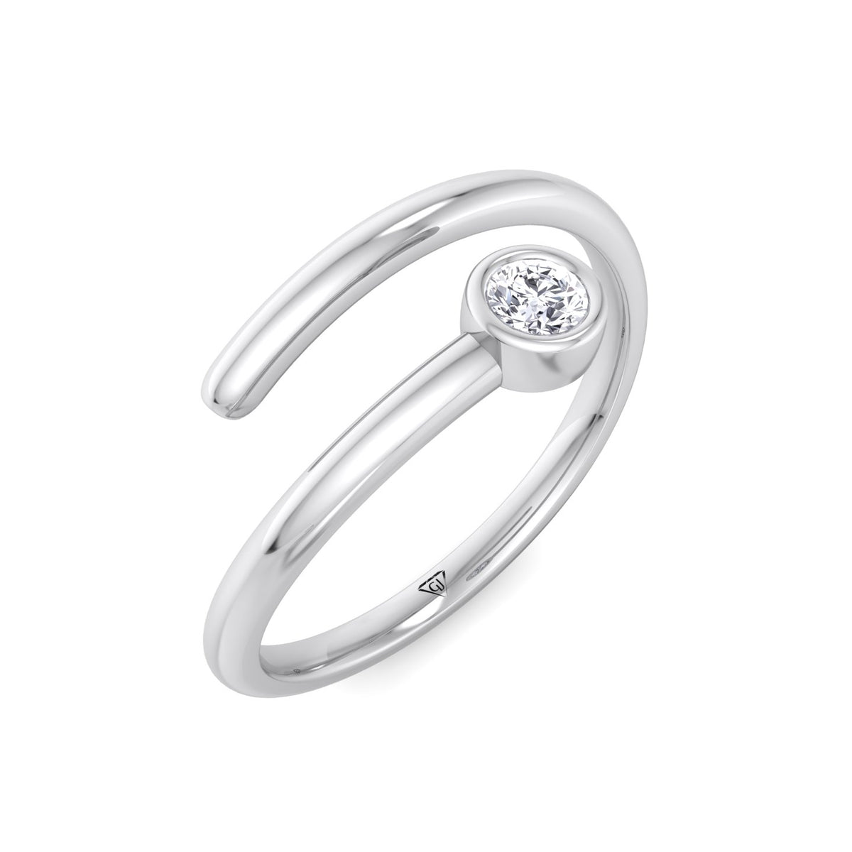 Sylvie - Round Cut Diamond Bezel Stacking Open Ring - Gem Jewelers Co