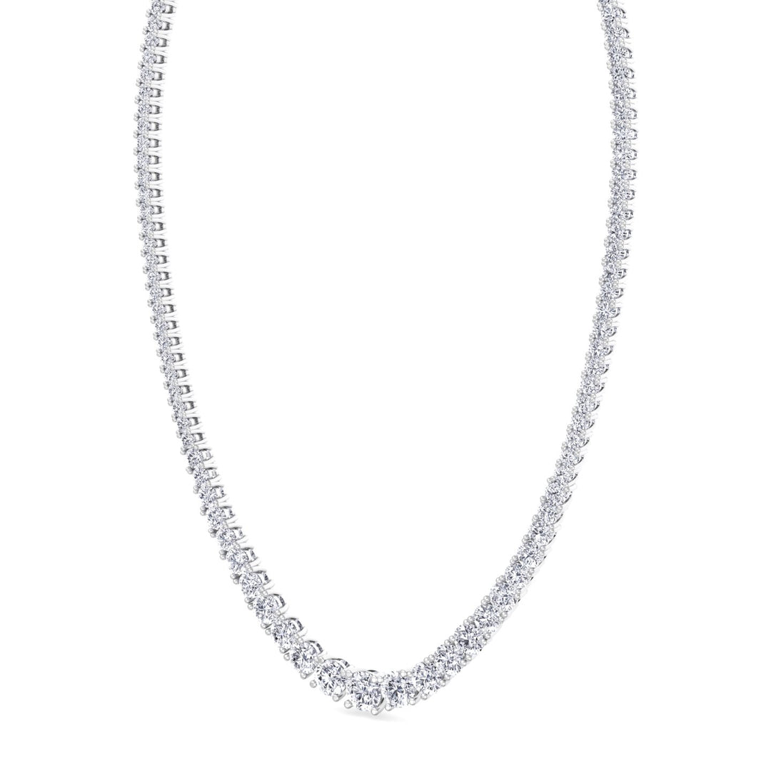 Adjustable 4-Prong Graduated Natural Diamond Tennis Necklace White Gold