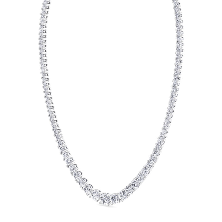Adjustable 4-Prong Graduated Natural Diamond Tennis Necklace White Gold