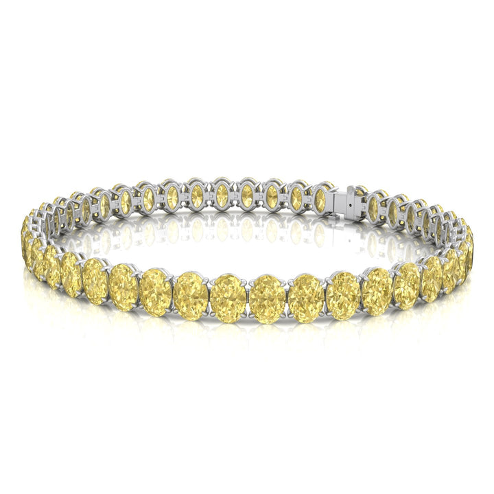 20CT Oval Shape Natural Fancy Yellow Diamond Tennis Bracelet