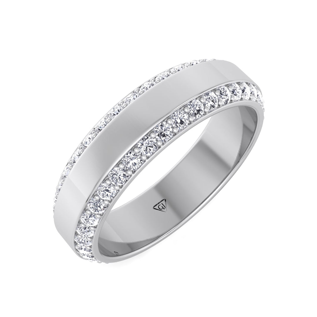 1.50CT Beveled Natural Diamond Wedding Band