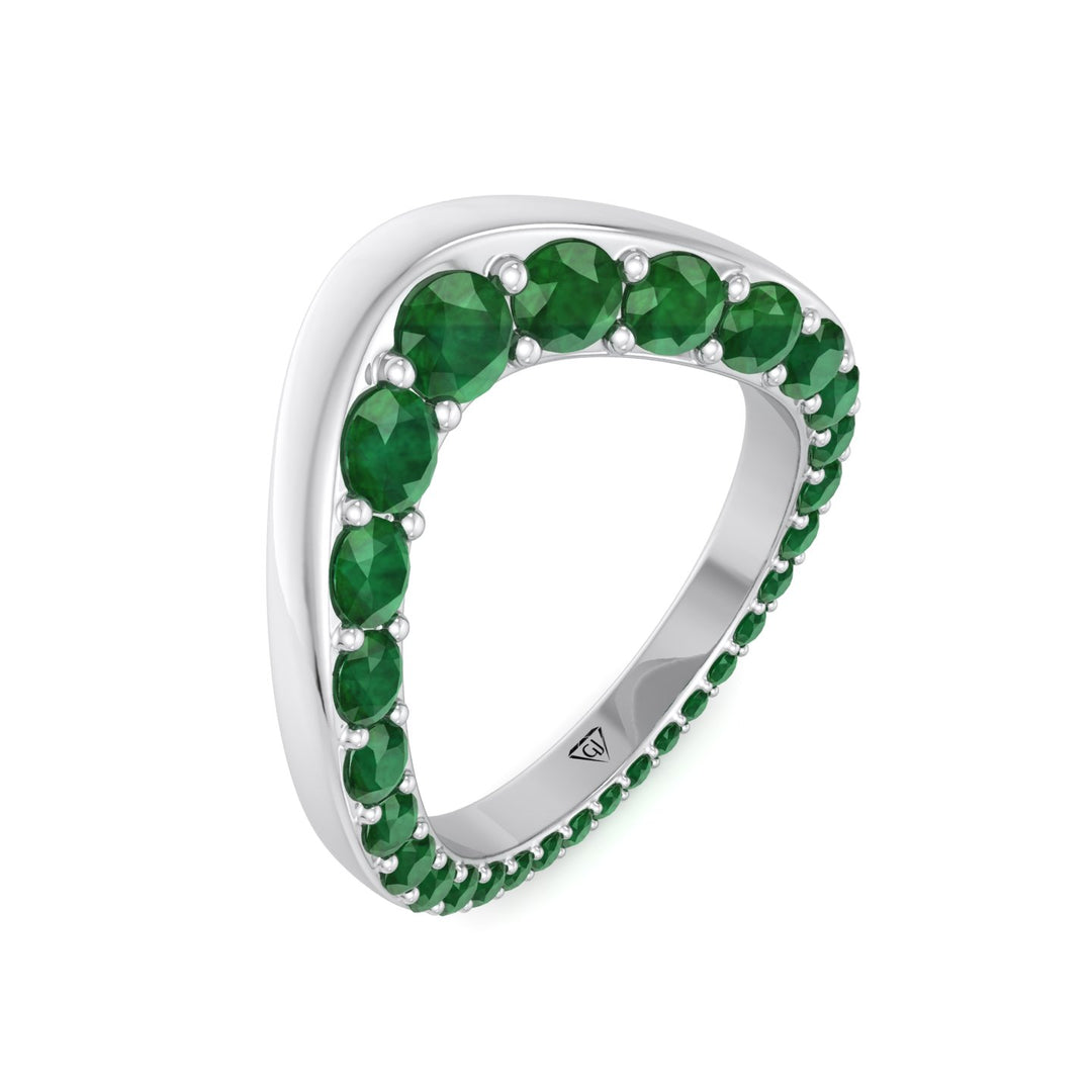Natural Green Emerald Invisible Halo Eternity Band White Gold 14K 