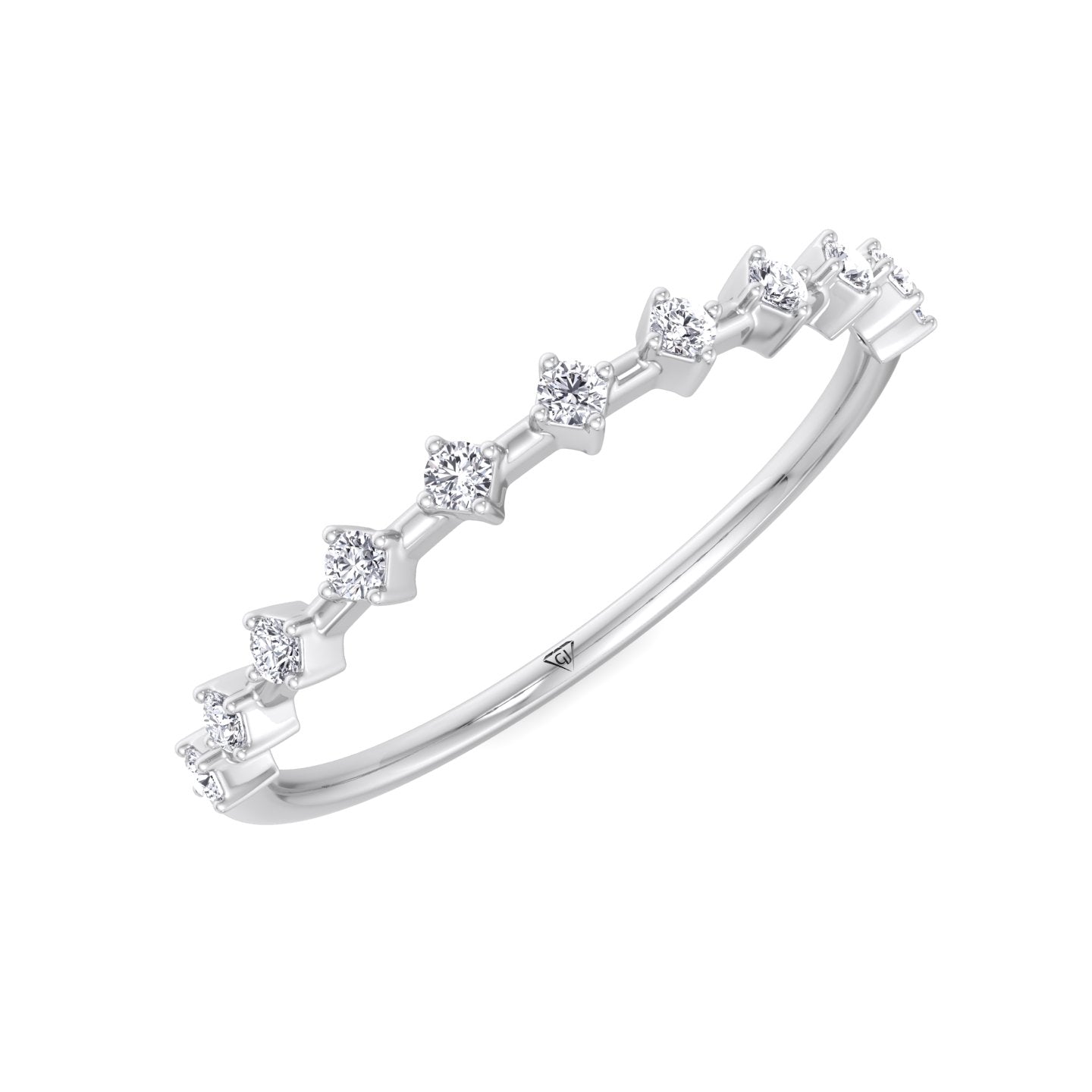 Simona - Multi Stone Round Natural Diamond Dainty Ring - Gem Jewelers Co