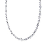 Alternating Emerald and Round Natural Diamond Tennis Necklace White Gold 18K