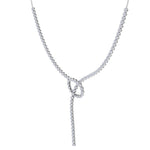 Crown Prong Knot Style Diamond Lariat Necklace White Gold 14K