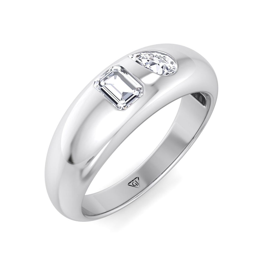 Verdiana - Toi et Moi Domed Bezel Set Diamond Ring