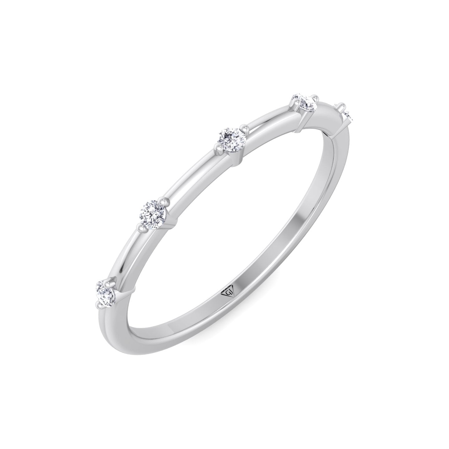 Myra - 5 Stone Round Diamond Dainty Ring Single Prong - Gem Jewelers Co