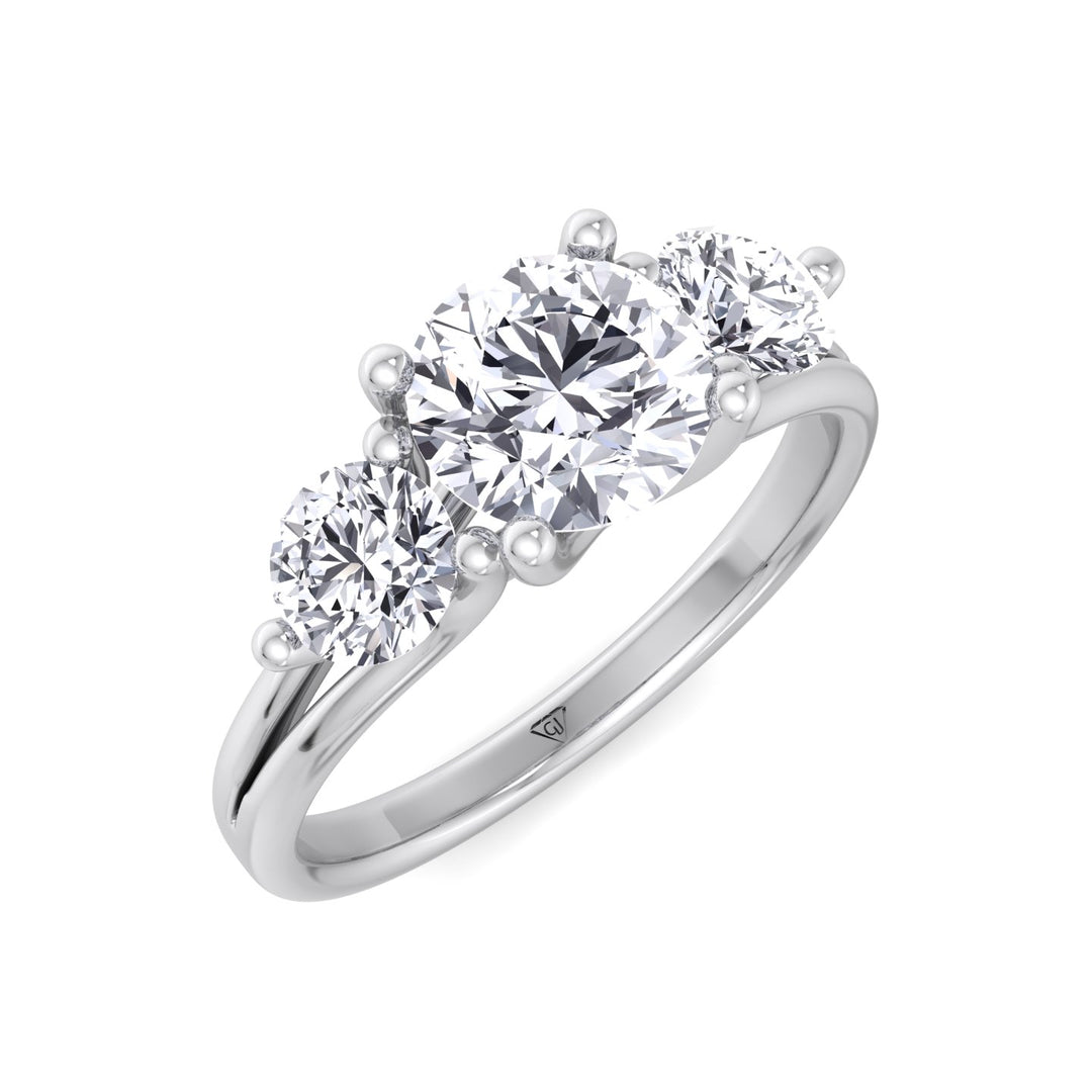 3 Stone Round Shape Natural Diamond Engagement Ring