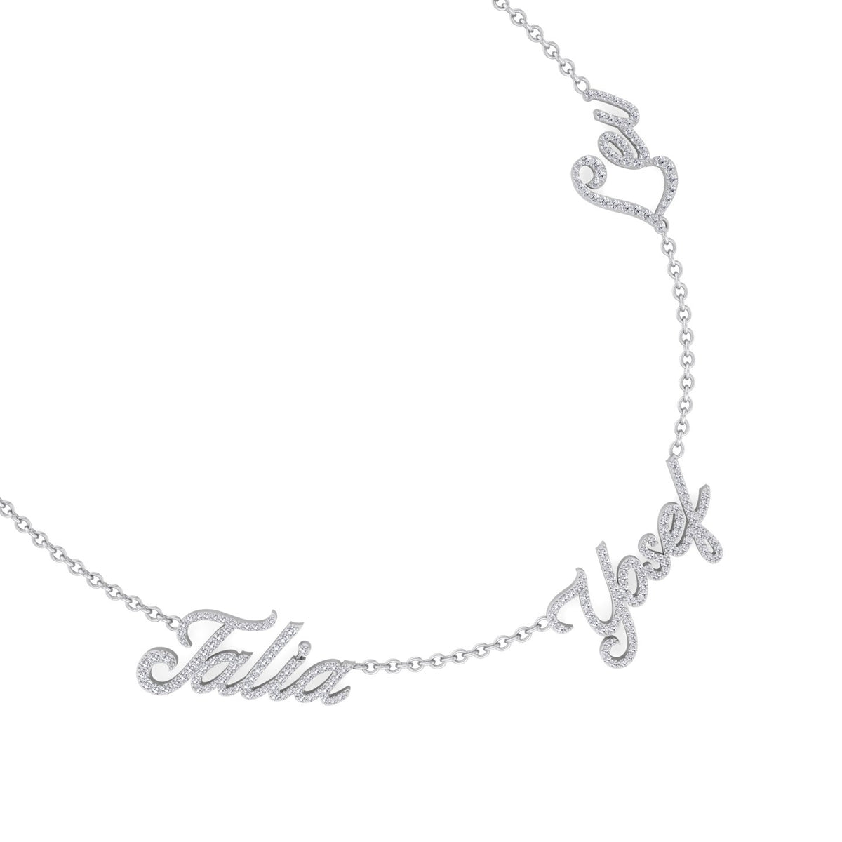 1.50CT T.W. Custom 3 Name Diamond Necklace - Gem Jewelers Co